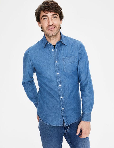 Slim Fit Denim Shirt - Washed Denim Slim Fit Denim Shirt - Washed Denim