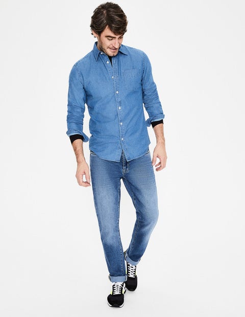Slim Fit Denim Shirt - Washed Denim Slim Fit Denim Shirt - Washed Denim