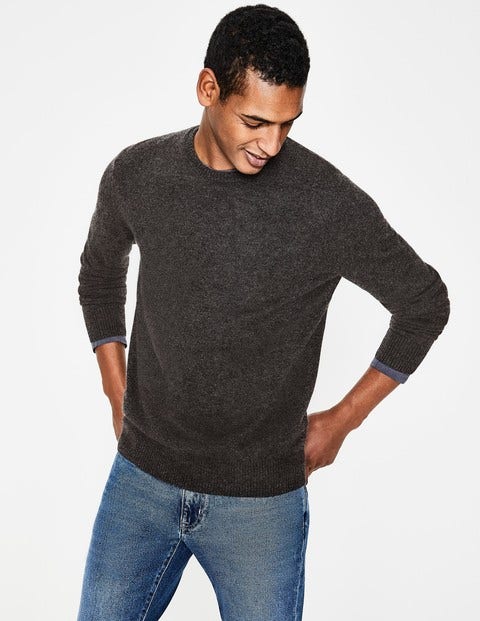 Cashmere Crew Neck - Dark Grey Marl Cashmere Crew Neck - Dark Grey Marl