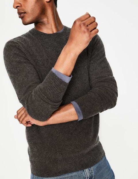 Cashmere Crew Neck - Dark Grey Marl Cashmere Crew Neck - Dark Grey Marl