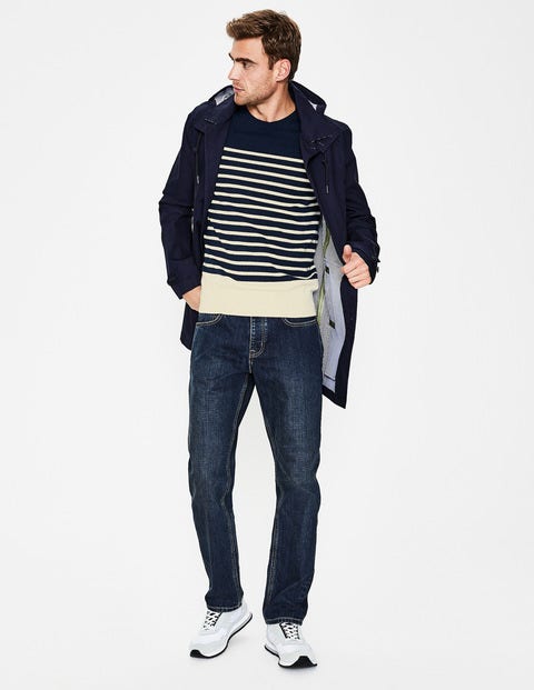 Cashmere Crew Neck - Navy Stripe Cashmere Crew Neck - Navy Stripe
