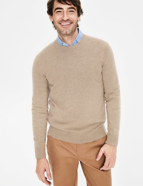 Cashmere Crew Neck - Oatmeal Marl Cashmere Crew Neck - Oatmeal Marl