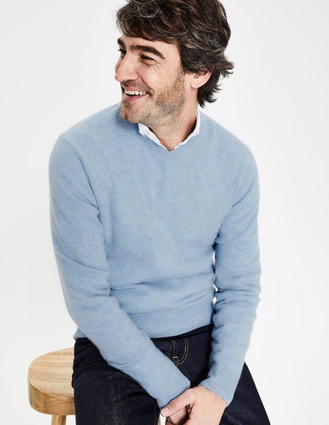 Cashmere V-Neck - Ice Blue Marl Cashmere V-Neck - Ice Blue Marl