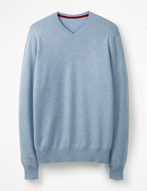 Cashmere V-Neck - Ice Blue Marl Cashmere V-Neck - Ice Blue Marl