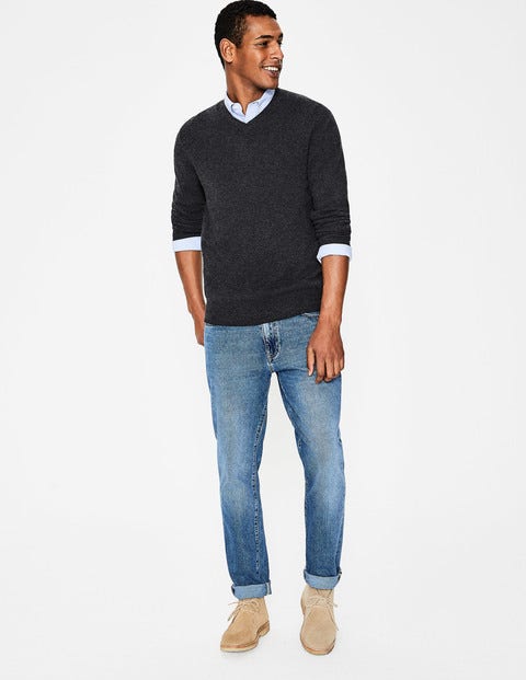 Cashmere V-Neck - Dark Grey Marl Cashmere V-Neck - Dark Grey Marl