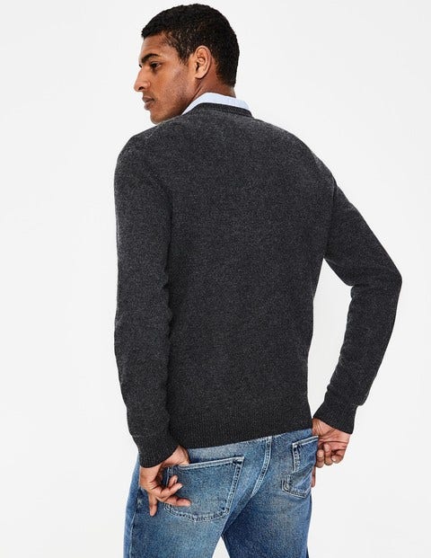 Cashmere V-Neck - Dark Grey Marl Cashmere V-Neck - Dark Grey Marl