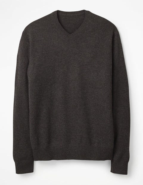 Cashmere V-Neck - Dark Grey Marl Cashmere V-Neck - Dark Grey Marl