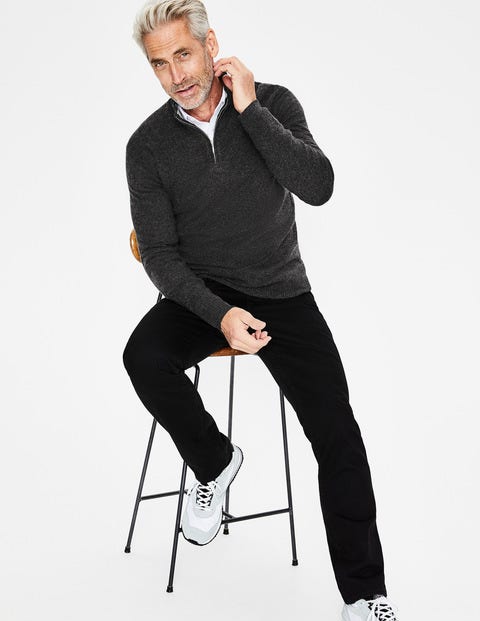 Cashmere Half-Zip - Dark Grey Marl Cashmere Half-Zip - Dark Grey Marl
