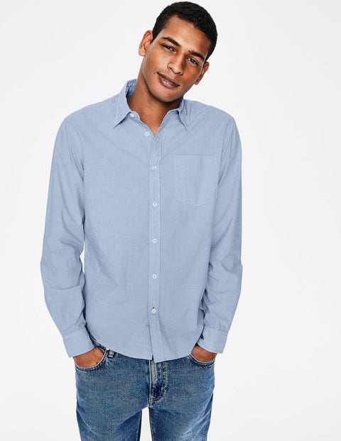 Poplin Cutaway Collar Shirt - Blue End on End Poplin Cutaway Collar Shirt - Blue End on End
