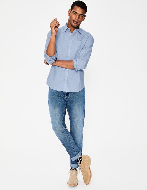 Poplin Cutaway Collar Shirt - Blue End on End Poplin Cutaway Collar Shirt - Blue End on End