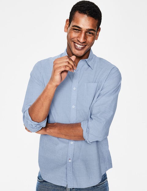 Poplin Cutaway Collar Shirt - Blue End on End Poplin Cutaway Collar Shirt - Blue End on End