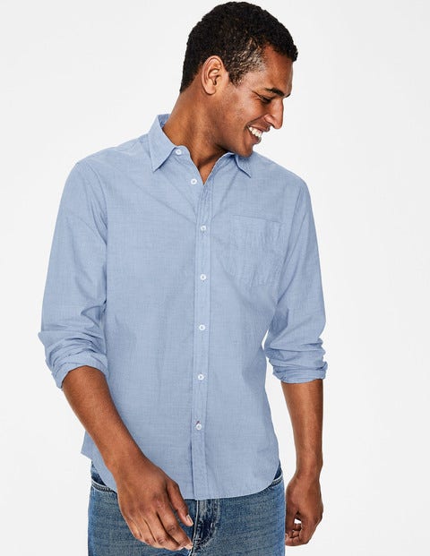 Poplin Cutaway Collar Shirt - Blue End on End Poplin Cutaway Collar Shirt - Blue End on End