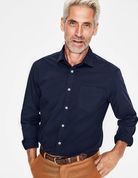 Poplin Cutaway Collar Shirt - Navy Poplin Cutaway Collar Shirt - Navy