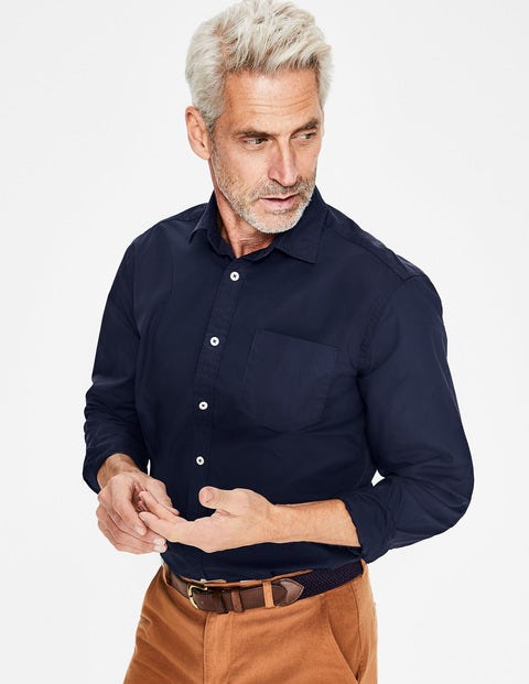 Poplin Cutaway Collar Shirt - Navy Poplin Cutaway Collar Shirt - Navy
