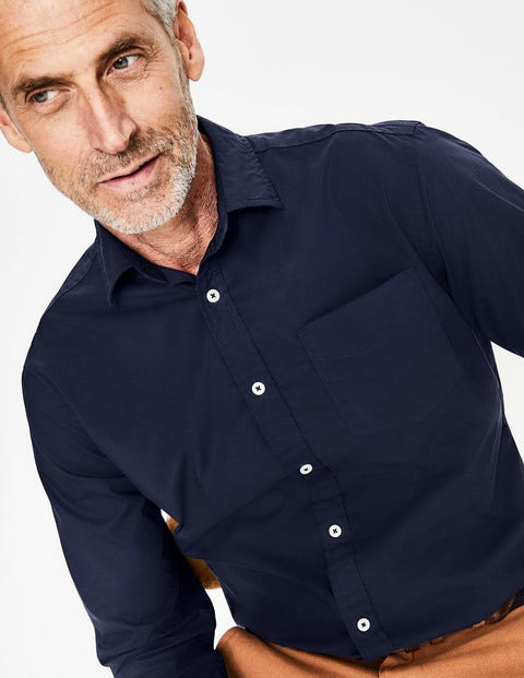 Poplin Cutaway Collar Shirt - Navy Poplin Cutaway Collar Shirt - Navy