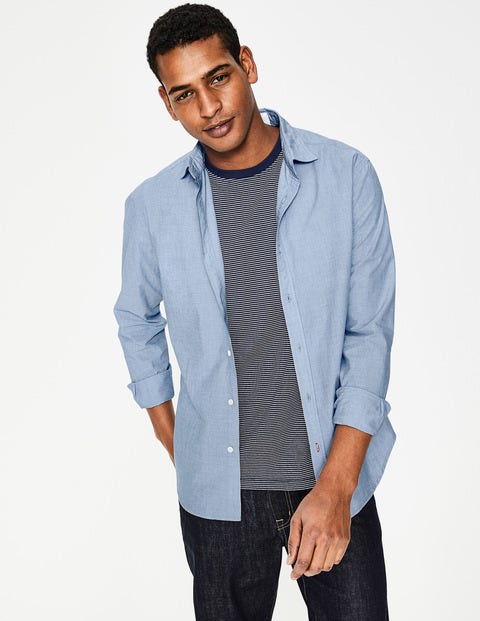 Slim Fit Poplin Cutaway Collar - Blue End on End Slim Fit Poplin Cutaway Collar - Blue End on End