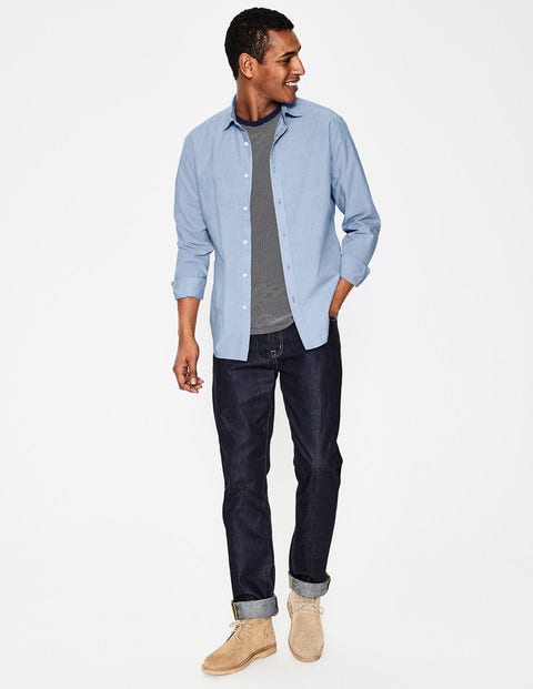 Slim Fit Poplin Cutaway Collar - Blue End on End Slim Fit Poplin Cutaway Collar - Blue End on End