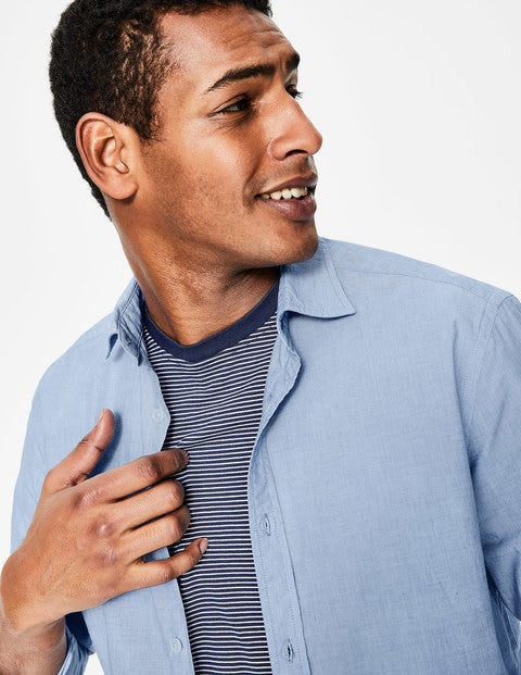 Slim Fit Poplin Cutaway Collar - Blue End on End Slim Fit Poplin Cutaway Collar - Blue End on End