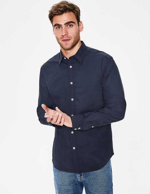 Slim Fit Poplin Cutaway Collar - Navy Slim Fit Poplin Cutaway Collar - Navy