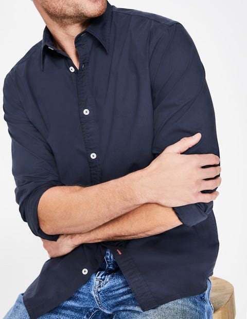 Slim Fit Poplin Cutaway Collar - Navy Slim Fit Poplin Cutaway Collar - Navy