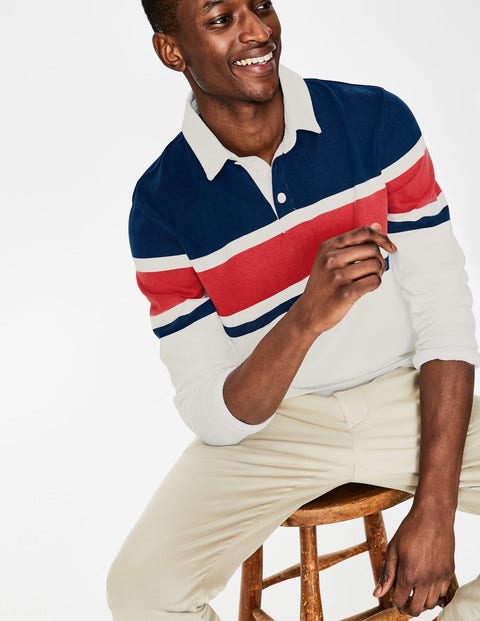Birkett Rugby Shirt - Washed Crimson Multi Stripe Birkett Rugby Shirt - Washed Crimson Multi Stripe