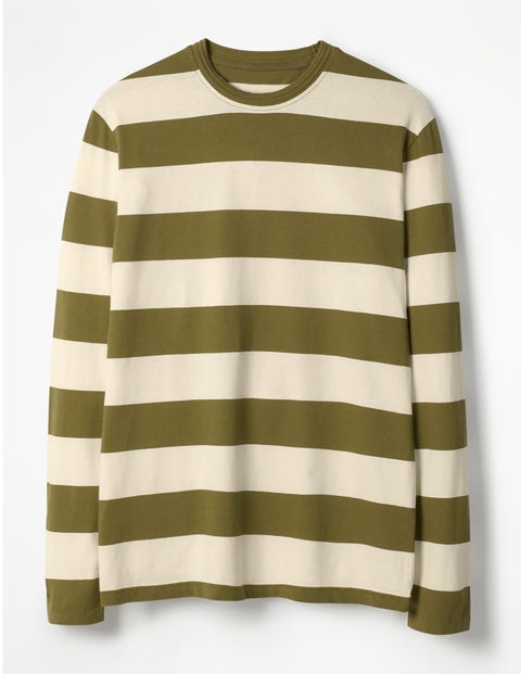 Long Sleeve Stripe T-Shirt - Ecru/Kiwi Green Stripe Long Sleeve Stripe T-Shirt - Ecru/Kiwi Green Stripe