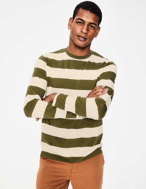 Long Sleeve Stripe T-Shirt - Ecru/Kiwi Green Stripe Long Sleeve Stripe T-Shirt - Ecru/Kiwi Green Stripe