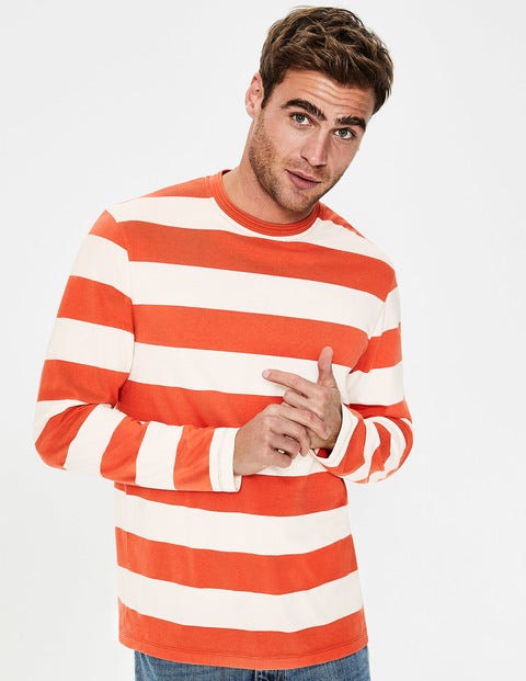 Long Sleeve Stripe T-Shirt - Ecru/Tropical Orange Stripe Long Sleeve Stripe T-Shirt - Ecru/Tropical Orange Stripe