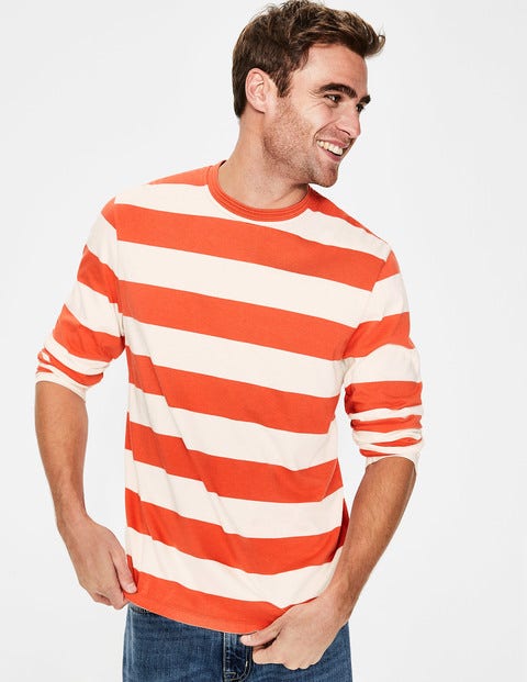 Long Sleeve Stripe T-Shirt - Ecru/Tropical Orange Stripe Long Sleeve Stripe T-Shirt - Ecru/Tropical Orange Stripe