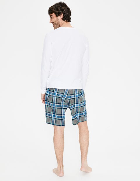 Brushed Cotton Pajama Shorts - Grey Marl/Green Check Brushed Cotton Pajama Shorts - Grey Marl/Green Check