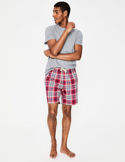 Cotton Poplin Pajama Shorts - Washed Crimson/Heather Check Cotton Poplin Pajama Shorts - Washed Crimson/Heather Check