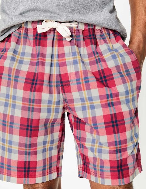 Cotton Poplin Pajama Shorts - Washed Crimson/Heather Check Cotton Poplin Pajama Shorts - Washed Crimson/Heather Check