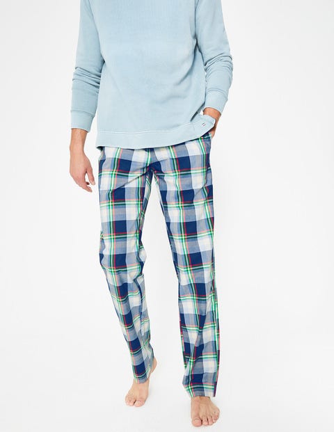 Cotton Poplin Pyjama Bottoms - Navy Blue Multi Check Cotton Poplin Pyjama Bottoms - Navy Blue Multi Check