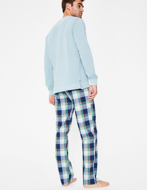 Cotton Poplin Pyjama Bottoms - Navy Blue Multi Check Cotton Poplin Pyjama Bottoms - Navy Blue Multi Check