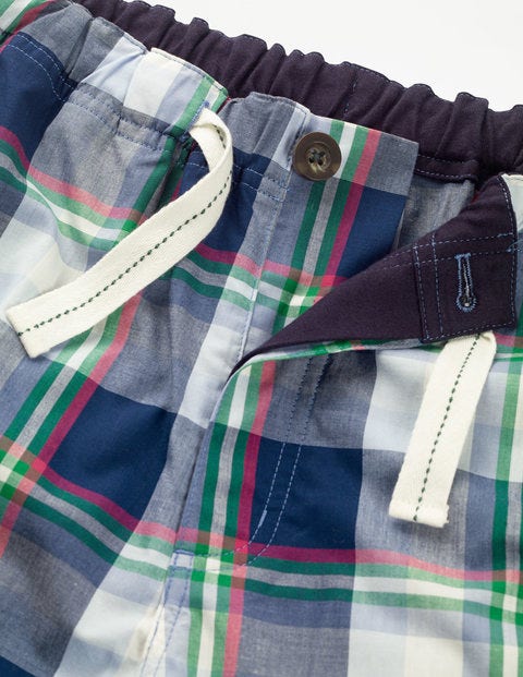 Cotton Poplin Pyjama Bottoms - Navy Blue Multi Check Cotton Poplin Pyjama Bottoms - Navy Blue Multi Check