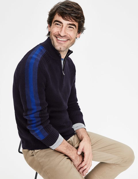Islington Half-Zip - Navy Stripe Islington Half-Zip - Navy Stripe