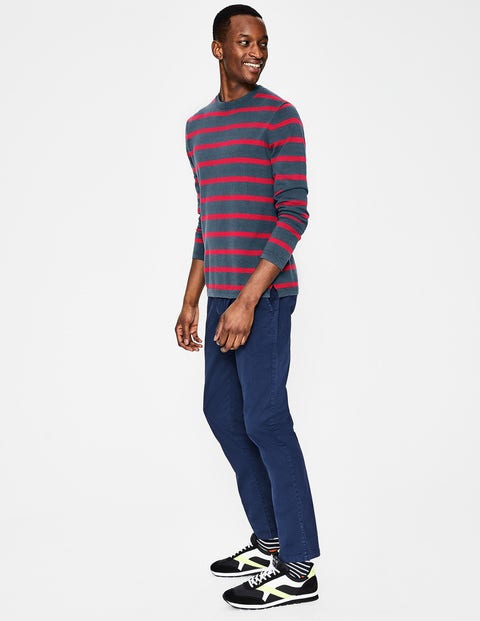 Cotton Linen Sweater - Oceania/Washed Crimson Stripe Cotton Linen Sweater - Oceania/Washed Crimson Stripe