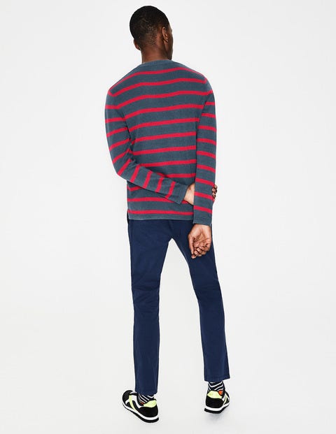Cotton Linen Sweater - Oceania/Washed Crimson Stripe Cotton Linen Sweater - Oceania/Washed Crimson Stripe