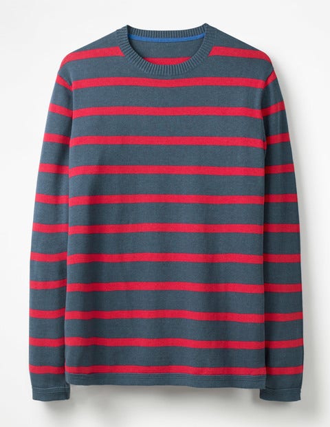 Cotton Linen Sweater - Oceania/Washed Crimson Stripe Cotton Linen Sweater - Oceania/Washed Crimson Stripe