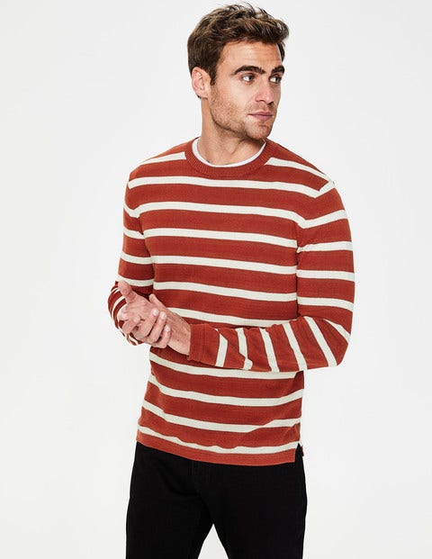 Cotton Linen Jumper - Cayenne Pepper/Ecru Stripe Cotton Linen Jumper - Cayenne Pepper/Ecru Stripe