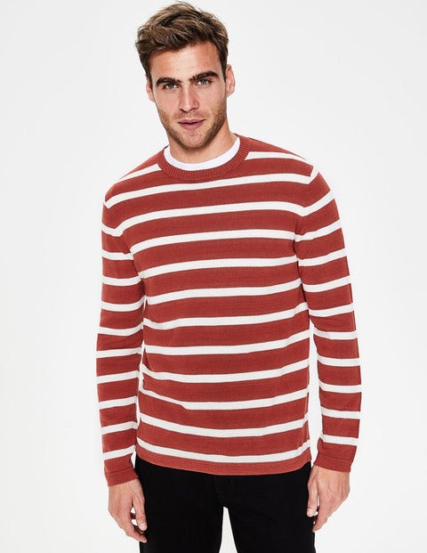 Cotton Linen Jumper - Cayenne Pepper/Ecru Stripe Cotton Linen Jumper - Cayenne Pepper/Ecru Stripe
