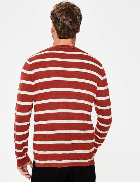 Cotton Linen Jumper - Cayenne Pepper/Ecru Stripe Cotton Linen Jumper - Cayenne Pepper/Ecru Stripe