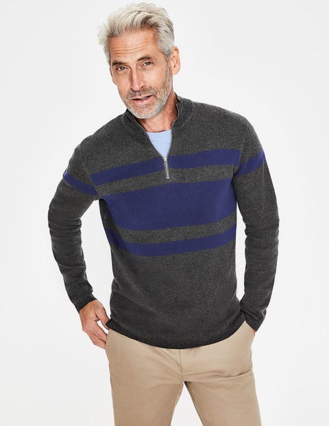 Milano Half-Zip - Charcoal/Blue Stripe Milano Half-Zip - Charcoal/Blue Stripe