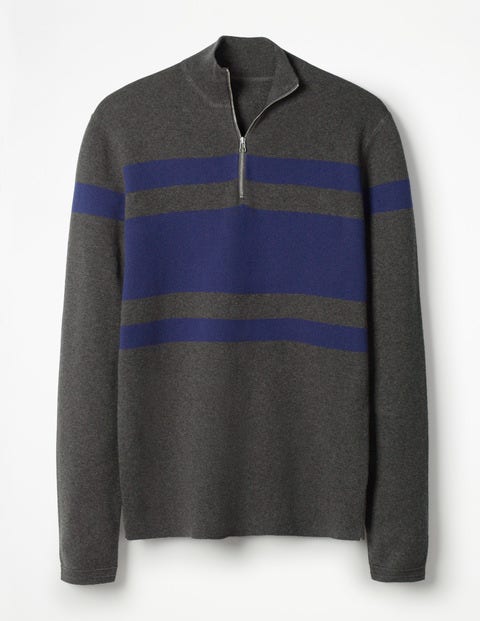 Milano Half-Zip - Charcoal/Blue Stripe Milano Half-Zip - Charcoal/Blue Stripe