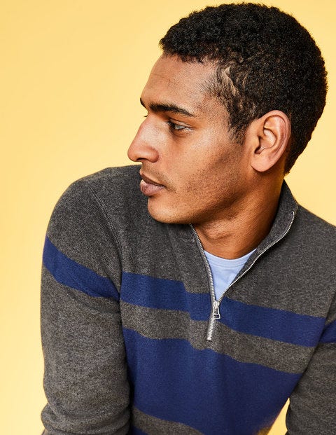 Milano Half-Zip - Charcoal/Blue Stripe Milano Half-Zip - Charcoal/Blue Stripe