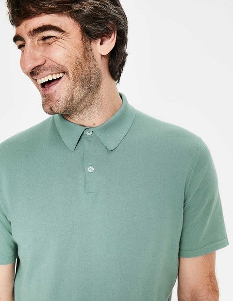 Finsbury Knitted Polo - Succulent Blue Finsbury Knitted Polo - Succulent Blue