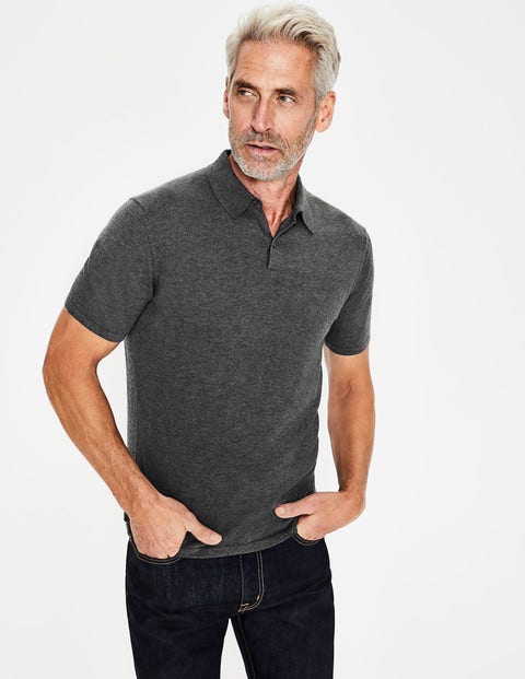 Finsbury Knitted Polo - Charcoal Marl Finsbury Knitted Polo - Charcoal Marl