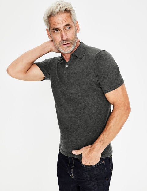 Finsbury Knitted Polo - Charcoal Marl Finsbury Knitted Polo - Charcoal Marl
