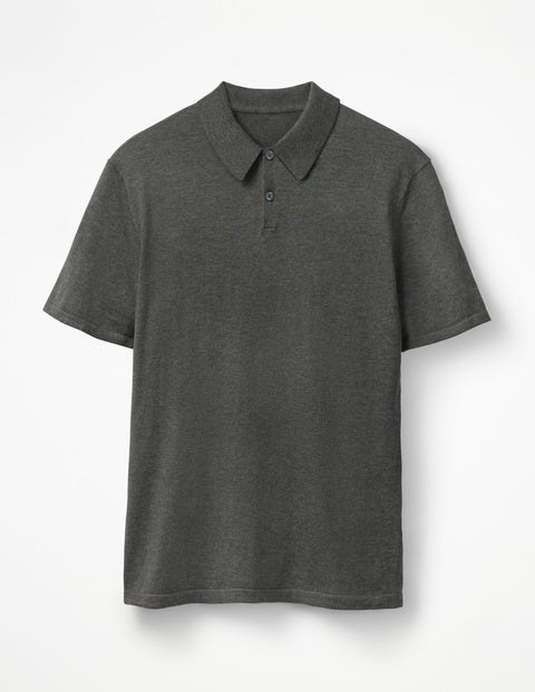 Finsbury Knitted Polo - Charcoal Marl Finsbury Knitted Polo - Charcoal Marl