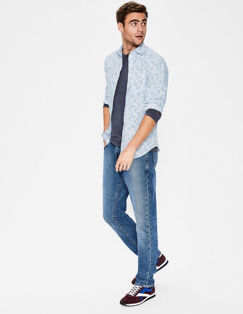 Poplin Pattern Shirt - Blues Ditsy Floral Poplin Pattern Shirt - Blues Ditsy Floral